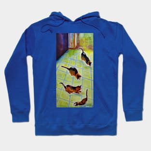 Cat Chasing Toys in the Kitchen Hoodie